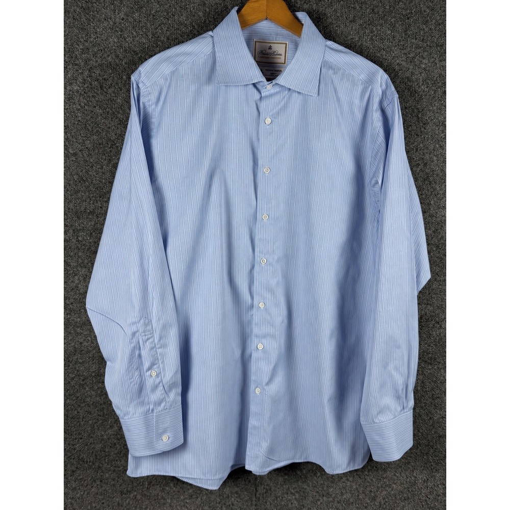Brooks Brothers Milano Thomas Mason Egyptian Cotton Striped Dress Shirt 17 34 - Picture 2 of 9